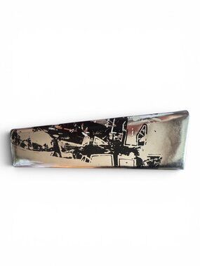 Christian Louboutin  *RARE* Silver Graphic Print Leather Clutch | EUC
